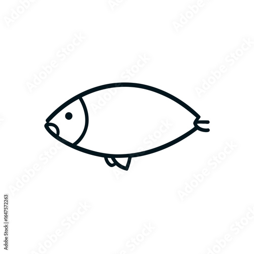 Fishing illustration of a cartoon fish on a white background, isolated for angling sport