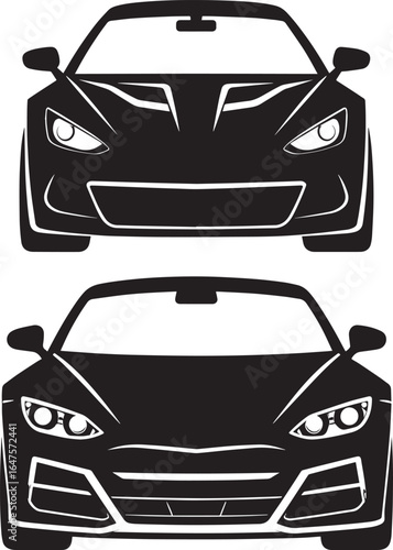 black sports car, silhouette of a sports car front view