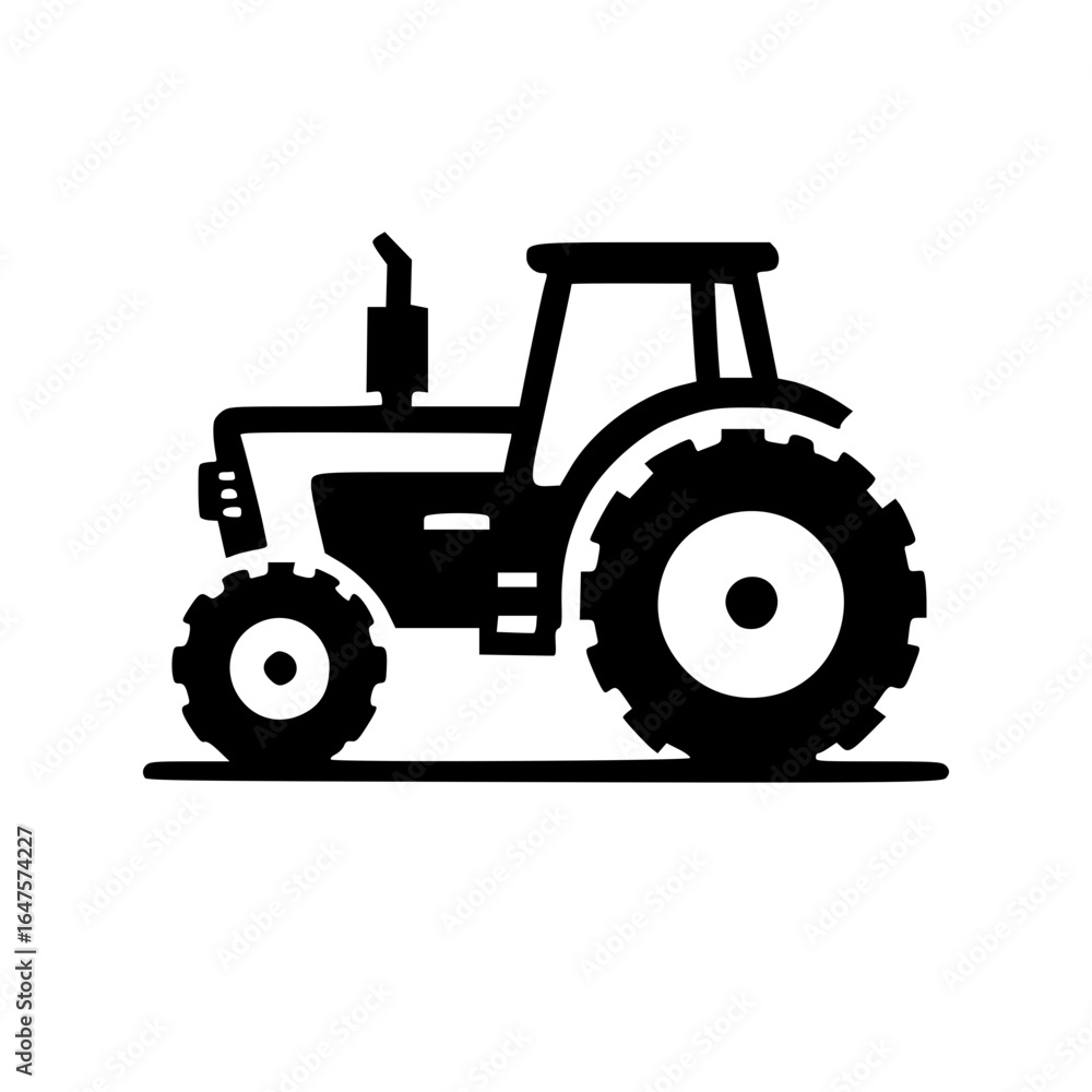 Obraz premium tractor black vector icon with transparent background 