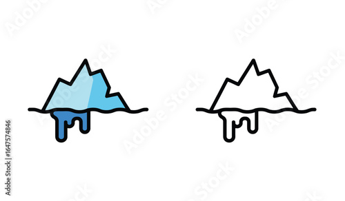 Melting Iceberg Illustration Featuring Climate Change and Global Warming Concerns with Environmental Impact Graphics