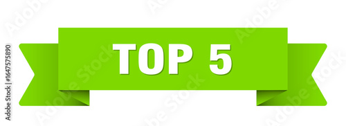 top 5 ribbon isolated on transparent background. top 5 ribbon