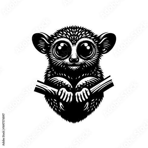 Adorable Tarsier Primate with Big Eyes Illustration 1.