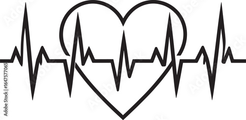 heart and heartbeat, heartbeat silhouette vector icon, heartbeat vector illustration
