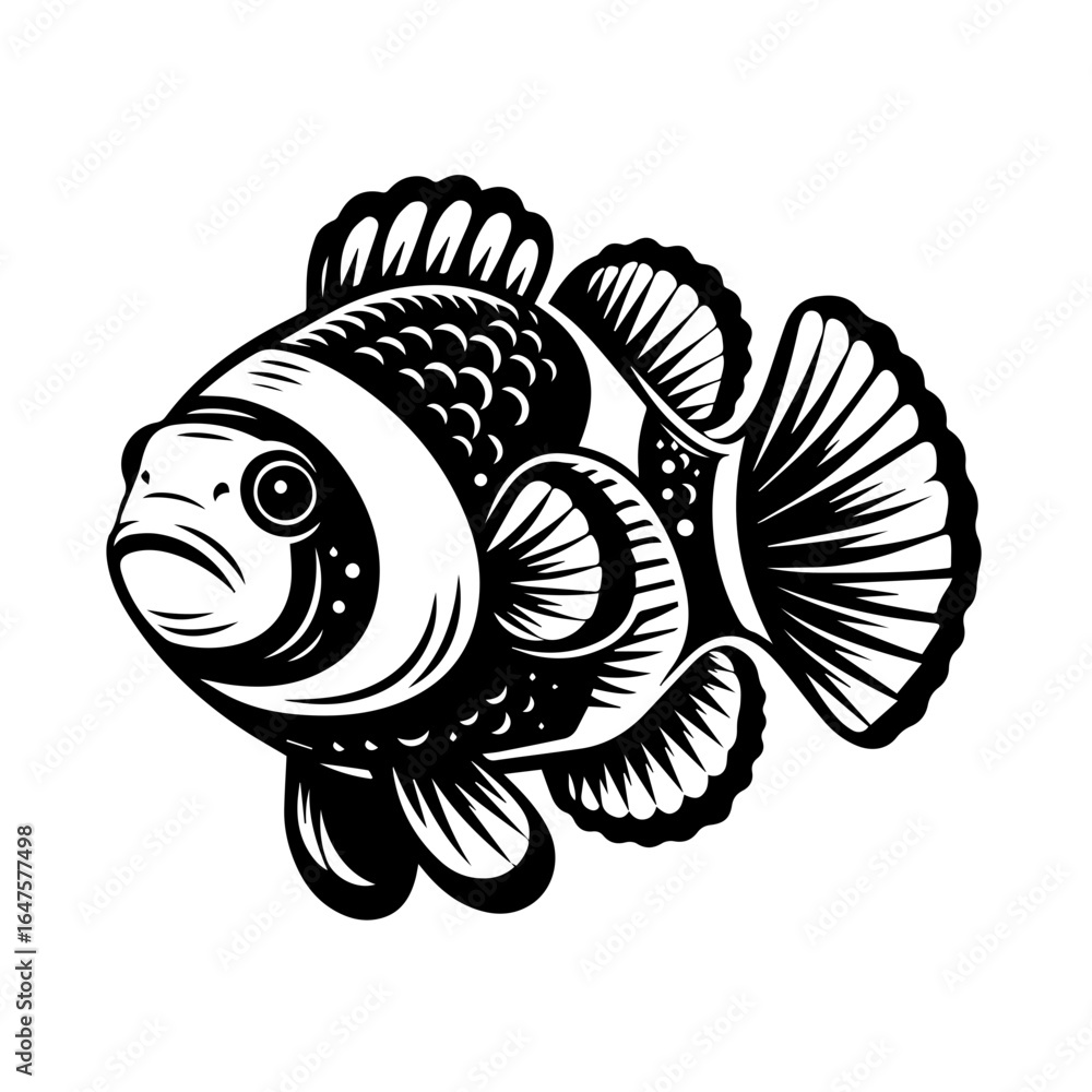 Fototapeta premium Stylized clownfish vector illustration isolated on white background.