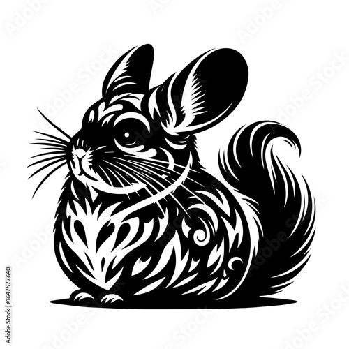 Stylized tribal chinchilla rodent vector illustration.