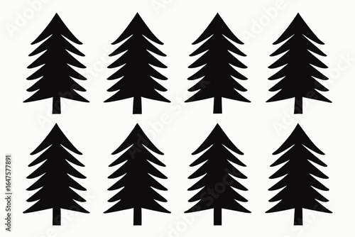 Evergreen Silhouettes: A collection of dark silhouette evergreen trees create an artistic and visually compelling arrangement. These iconic evergreen trees will bring a holiday atmosphere.