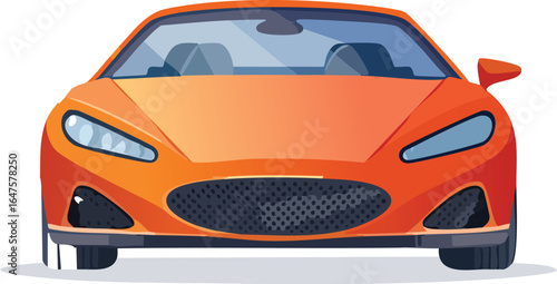 Orange Sports Car Front View.