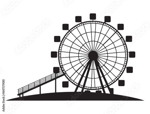 Freizeitpark. Vector black silhouette. with white background
