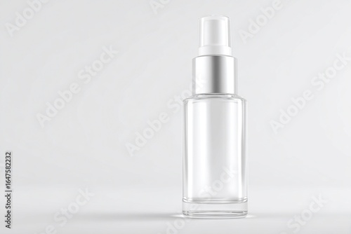 FLACONE COSMETICO TRASPARENTE CON TAPPO SPRAY ARGENTATO