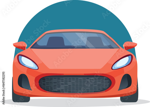 Sleek Orange Sports Car Front View.
