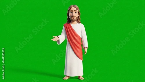 3D Cartoon Jesus Christ on Green Screen