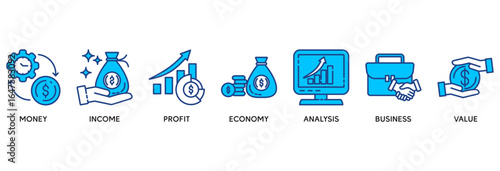 Cash flow icon set vector illustration concept relate to  business and finance circulation with icon of money, income, profit, economy, analysis, business, and value