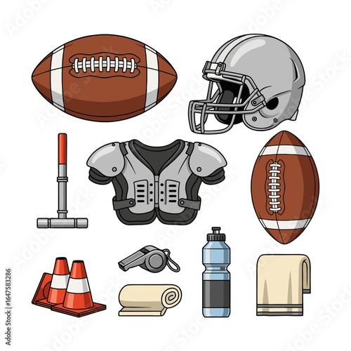 Equipment american football on white background