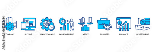 Capital expenditure icon set vector illustration concept relate to  company, buying, maintenance, improvement, asset, business, finance, investment�