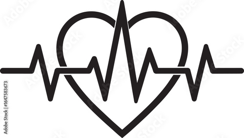 heart and heartbeat, heartbeat silhouette vector icon, heartbeat vector illustration