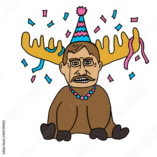 Theodore Teddy Roosevelt Bull Moose Party Illustration 