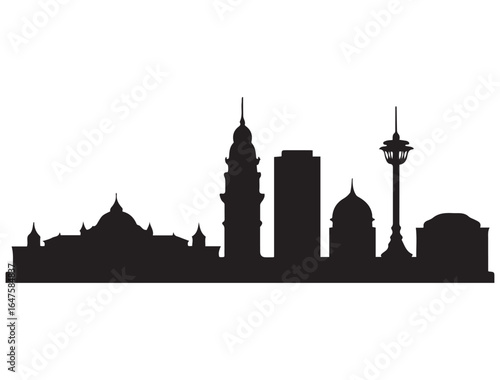 Detailed manila monuments silhouetted skyline cityscape architecture illustration building city vectorsilhouetted skyline cityscape architecture illustration building city. Vector black silhouette.