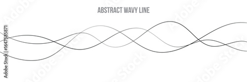 Abstract grey wave lines on transparent background. Technology, data science, geometric border pattern. Isolated on white background. Vector illustration in eps 10.