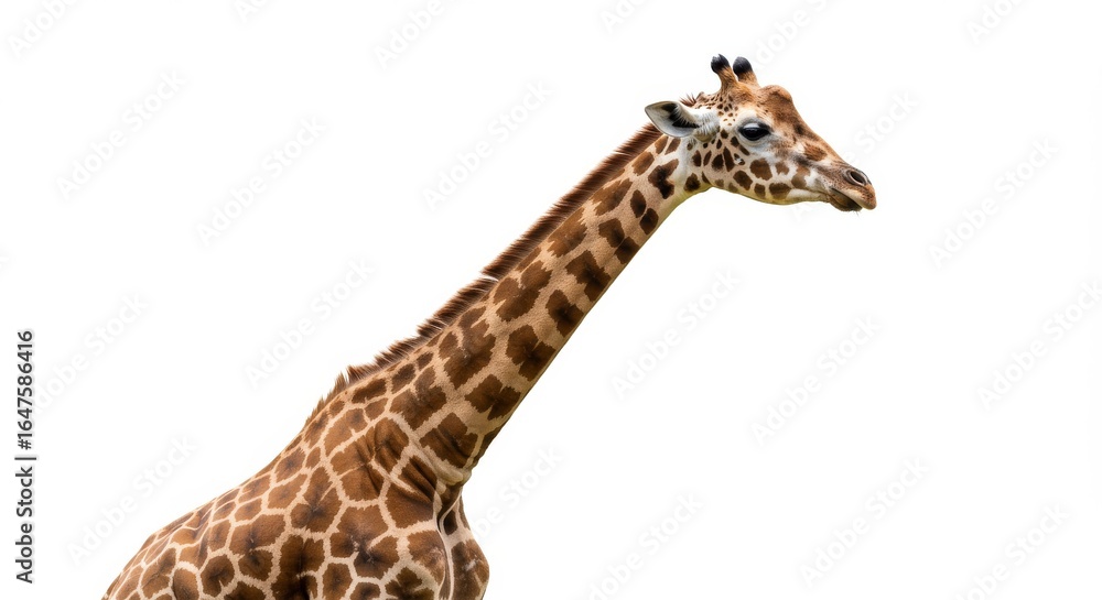 Naklejka premium Giraffe White Background Studio Portrait Image