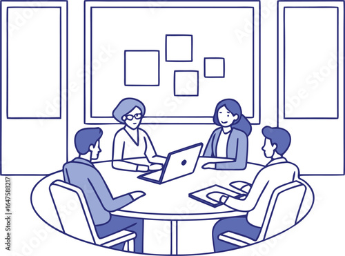 corporate conference gathering staff illustration
