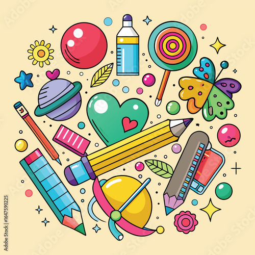 seamless pattern with school supplies