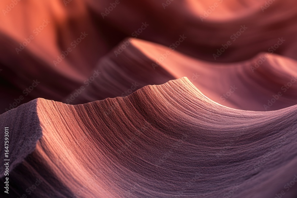 Obraz premium Smooth, flowing sandstone formations bathed in warm, sunset light. Intricate texture and color gradients are visible.