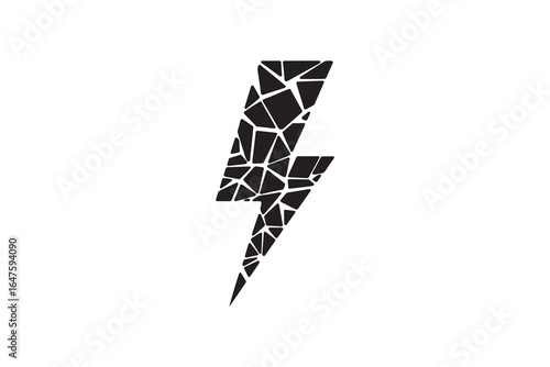 Cracked Lightning Bolt Silhouette Design Broken Lightning Bolt Vector Art