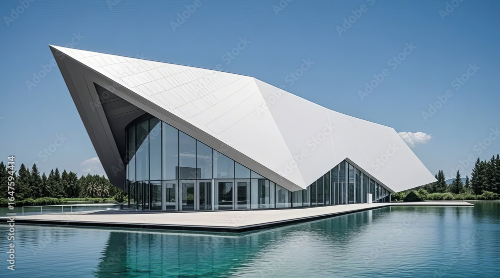 Naklejka premium Modern architectural design artistic creative space illustration