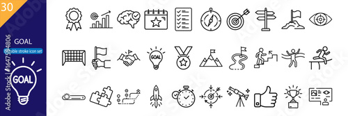 30 Goal Vector Icons – Minimal Line Pack