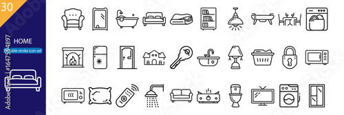 30 Home Vector Icons – Minimal Line Pack
