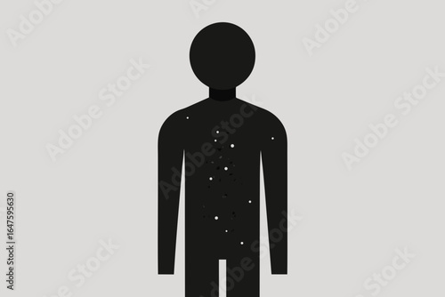 Body with Stars: A conceptual image featuring a person silhouette with glowing stars, representing the universe within. 