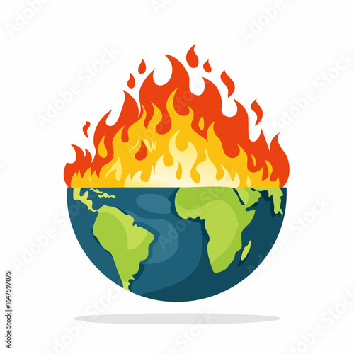 Burning Earth with Flames Illustration