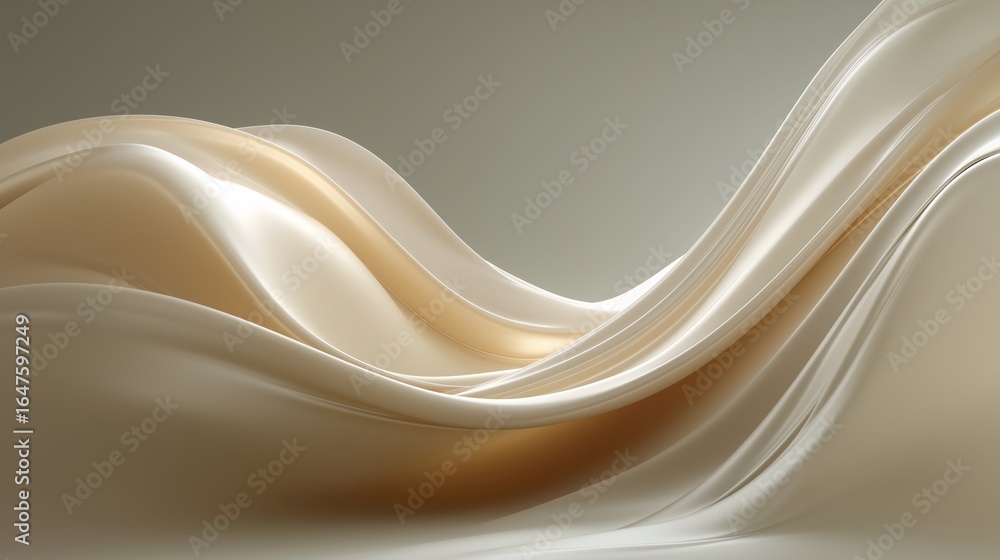 Obraz premium 滑らかな曲線が重なる抽象的なベージュの背景 | Abstract beige background with overlapping smooth curves
