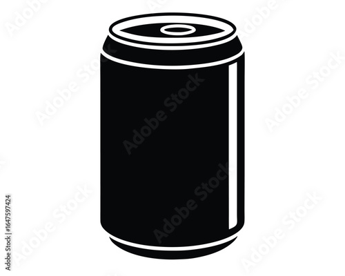 Simple canned drink icon silhouette isolated on white background