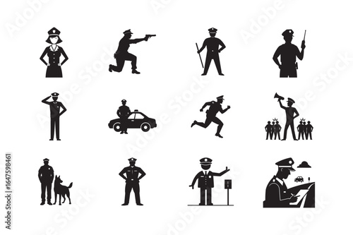 Law Enforcement Police Officer Silhouette Vector Illustration Bundle