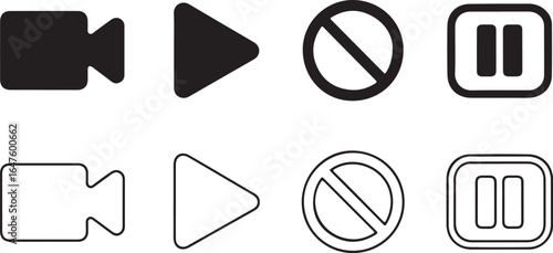 Media Player Control Icons Vector Set for User Interface and Application Design