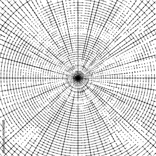 Abstract radial pattern design with black and white lines and circles radial lines and circles design art 100 char