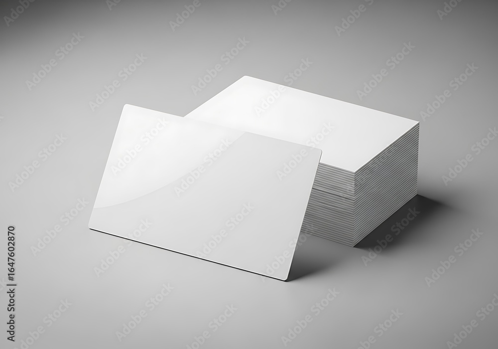 Stack of blank white business cards on grey background Stack of blank white business cards on grey background