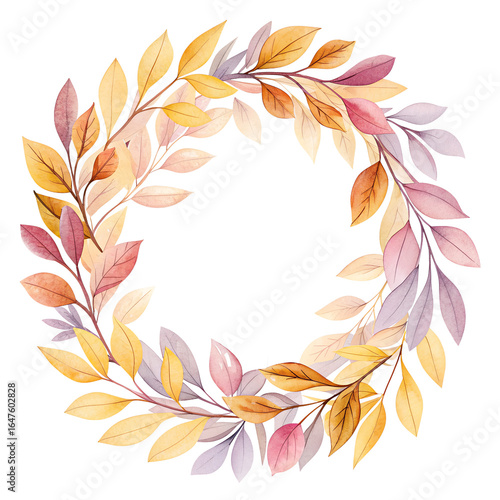 Autumn Watercolor Wreath Collection with Seasonal Leaves, Pumpkins, and Flowers Pngs