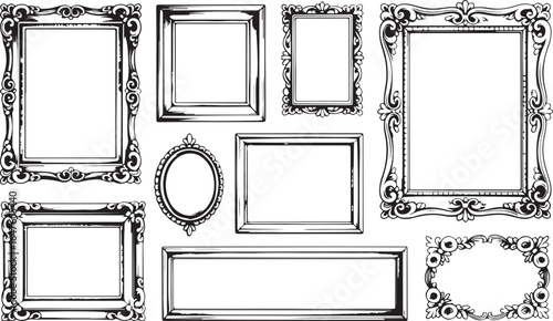 Ornate Picture Frames Vector Set for Art Displays and Decorative Accents