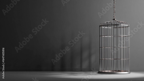 Circle metal Cage on gray background