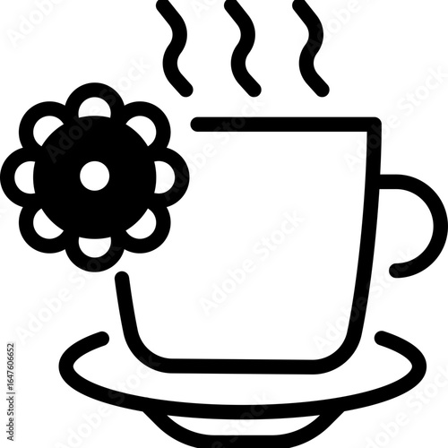 Chamomile tea cup with flower decoration