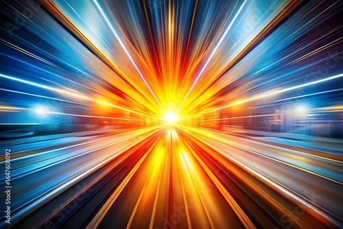 Abstract visualization of light streaks and motion blur creating a sense of extreme speed and energy in a tunnel