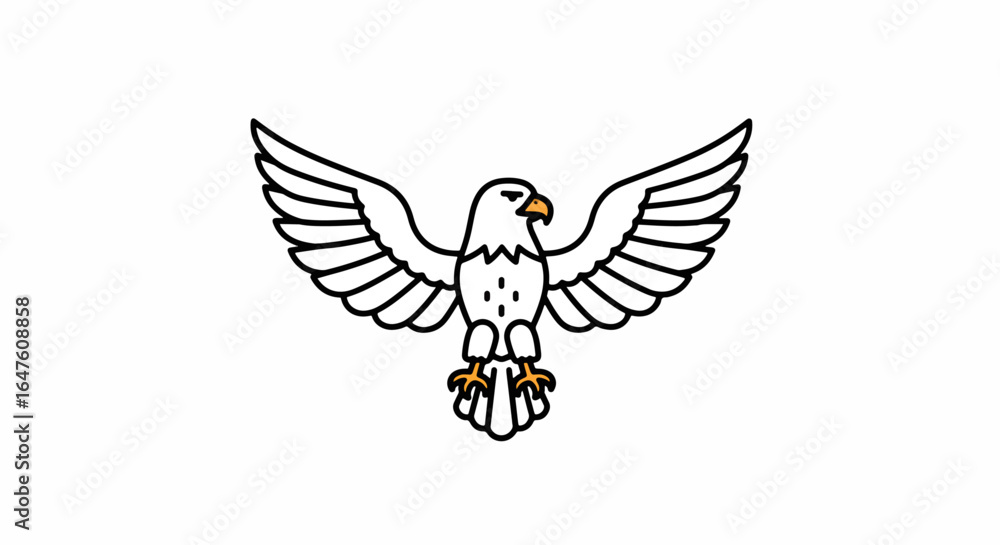 Obraz premium Bold eagle soars with powerful wings, a symbol of freedom and strength in striking minimalist design