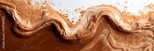 Wallpaper Mural Vibrant brown paint fluid flowing on a white background, Brown liquid creates a visual effect Torontodigital.ca