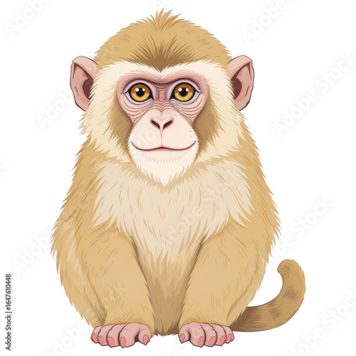Playful Primate: A charming depiction of a cute monkey, exuding innocence and joy with its engaging gaze. The cartoon style highlights the monkey's adorable features.