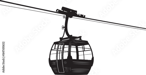Cable Car Icon. Gondola Lift. Mountain Transport. Isolated Vector Illustration on Background