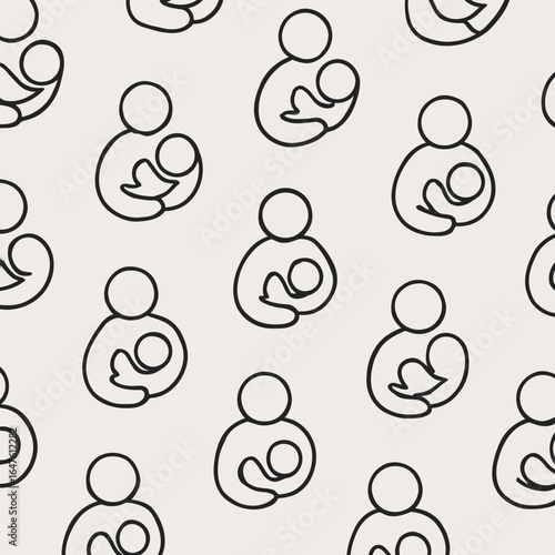 Breastfeeding Symbol Outline Seamless Pattern Mother Baby Care