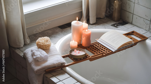 A photo of a luxury flat lay of bath essentials.