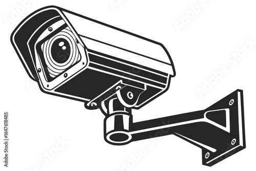 Vector art of security camera illustration for surveillance and protection of private property and public safety with digital technology